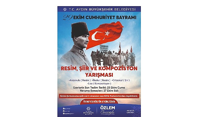 Başkan Çerçioğlu'ndan 29 Ekim'e Özel Ödüllü Resim, Şiir ve Kompozisyon Yarışması Başkan Çerçioğlu'ndan 29 Ekim'e Özel Ödüllü Resim, Şiir ve Kompozisyon Yarışması