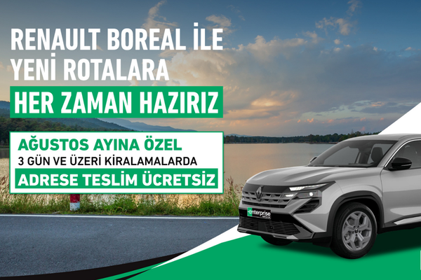 Enterprise’ta Renault Boreal kiralamalarında Ağustos’a özel ücretsiz adrese teslim fırsatı Enterprise’ta Renault Boreal kiralamalarında Ağustos’a özel ücretsiz adrese teslim fırsatı