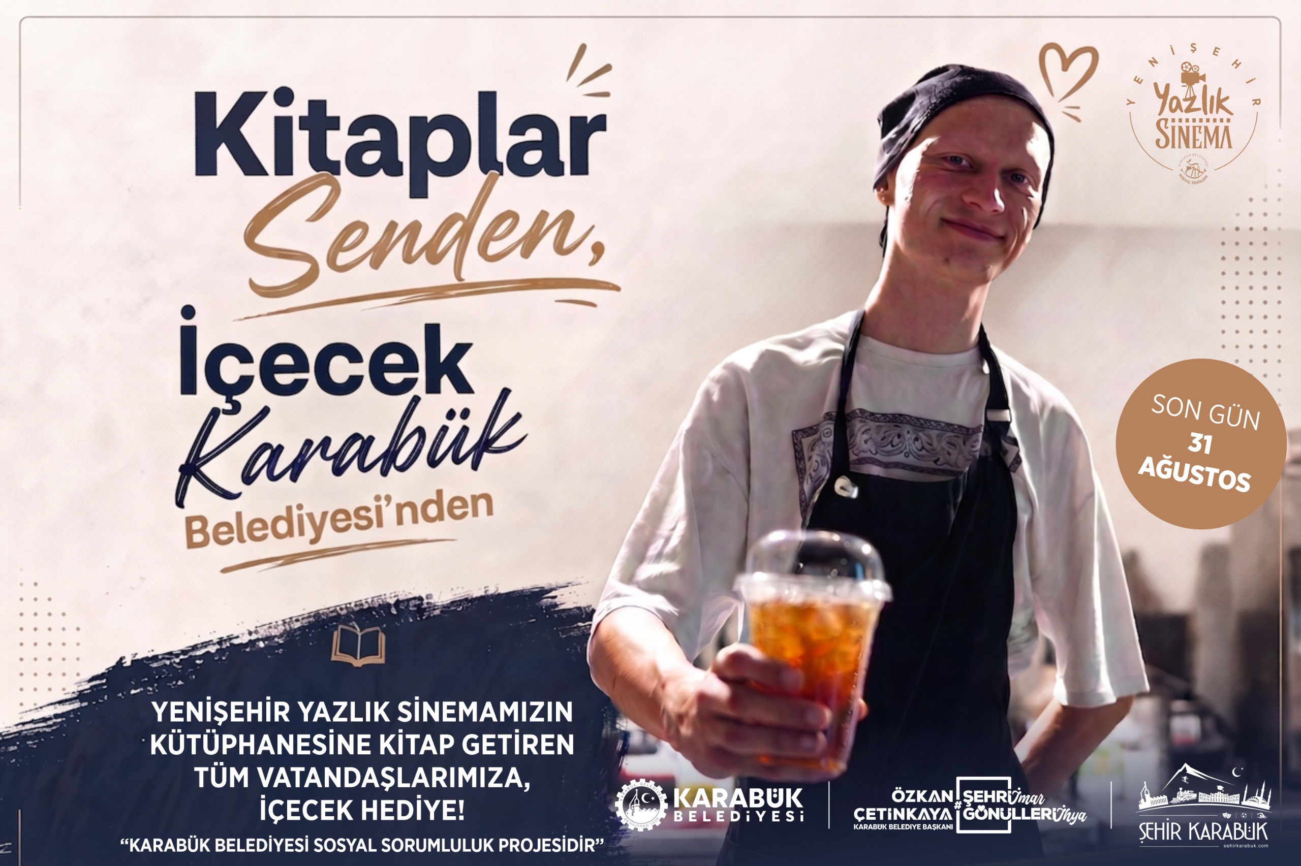 Karabük’te kitap getirene içecek ikramı: Yazlık Sinema Kütüphanesi büyüyor Karabük’te kitap getirene içecek ikramı: Yazlık Sinema Kütüphanesi büyüyor