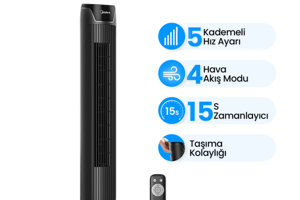 Midea Kule Tipi Vantilatör EVOFONE Güvencesiyle Satışına Devam Ediyor