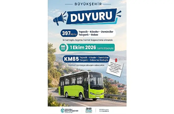 397 No'lu hat KM85 olarak sefer yapacak