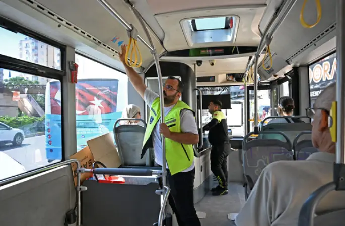 Antalya Büyükşehir Belediyesi ekiplerinden toplu taşımada klima denetimi