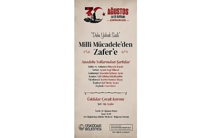 Üsküdar'da 30 Ağustos Zafer Bayramı Coşkuyla Kutlanacak